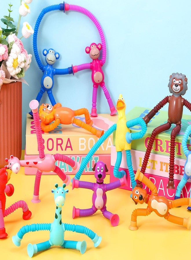 Arrowbash 20 Pcs Telescopic Suction Cup Giraffe Toy Dog Monkey Tiger Screaming Chicken Sensory Tubes Bendable Suction Toys Educational Fidget Toys for Girls Boys Prize(Normal) - Image 5